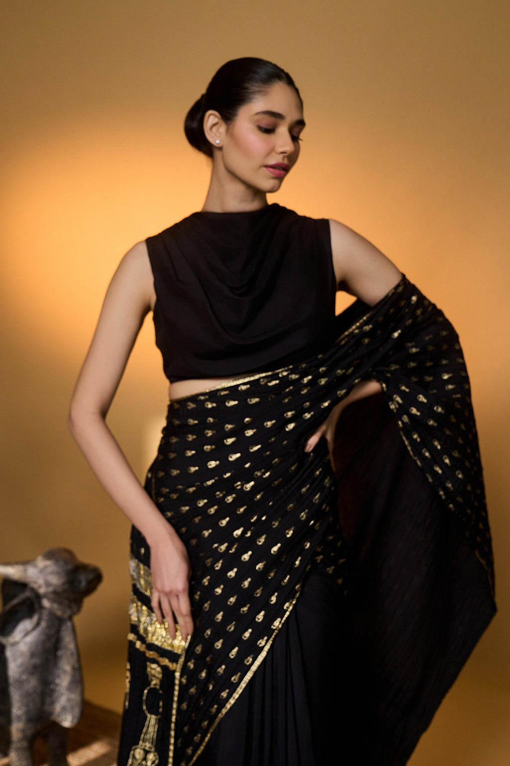 Black Tribal Mask Saree