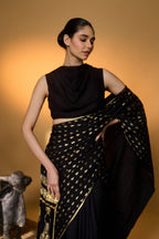 Black Tribal Mask Saree
