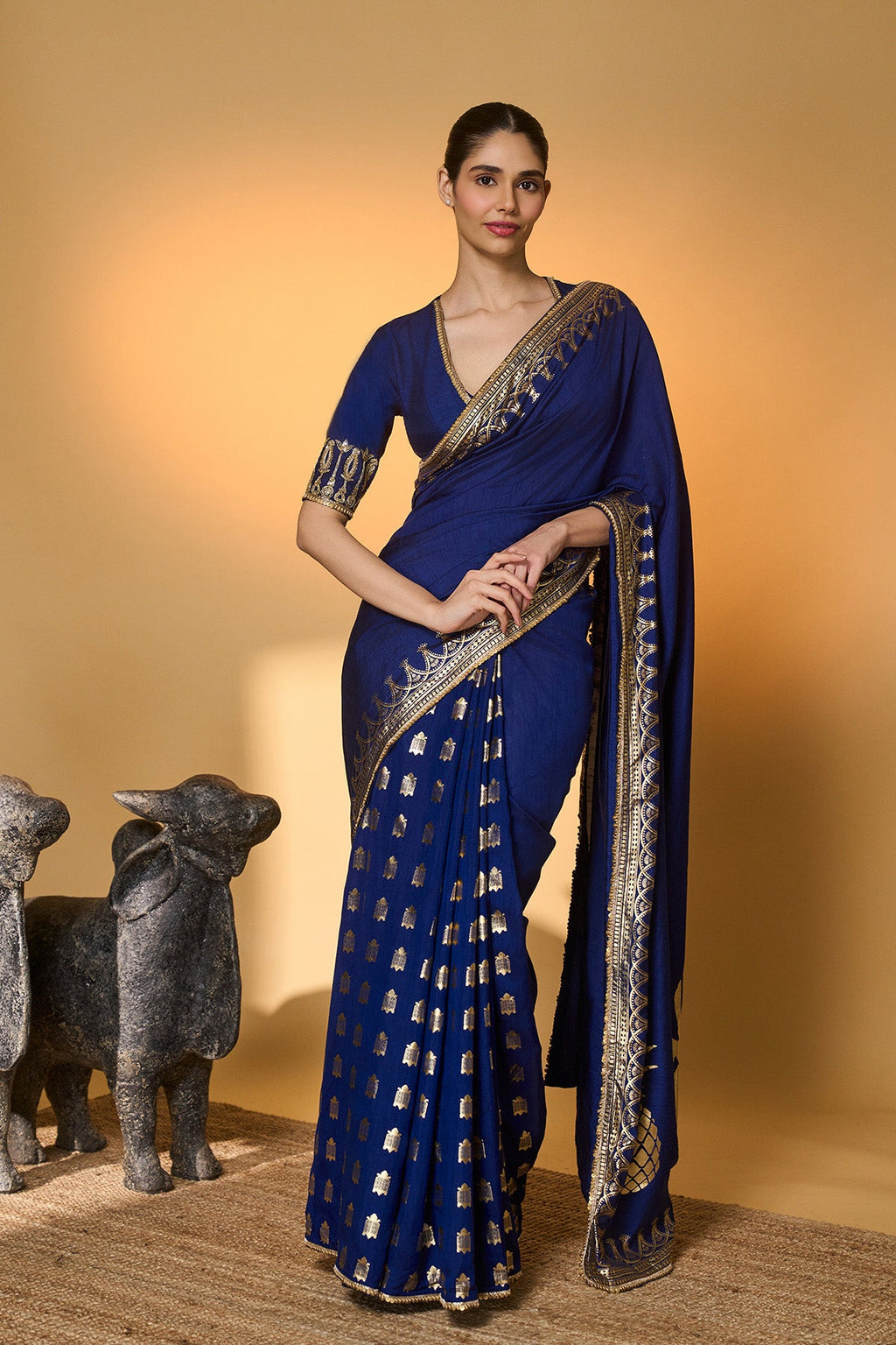 Navy Blue Amber Arches Saree