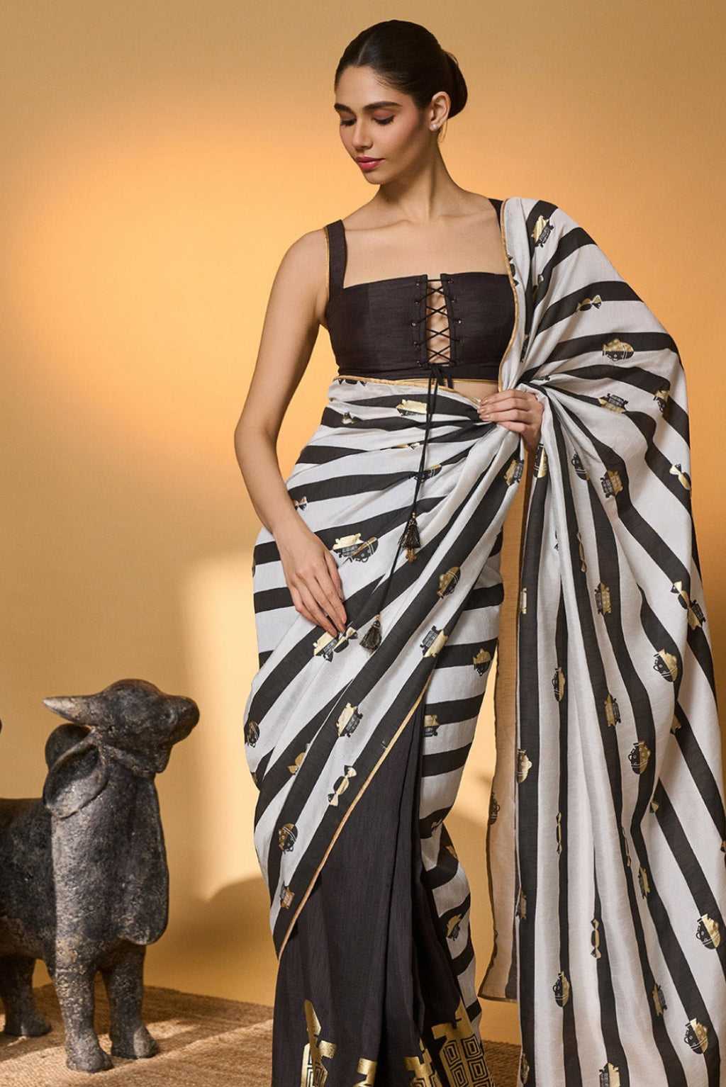 Black Stripes All Charms Saree
