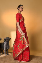 Red Tropical Amber Arches Saree
