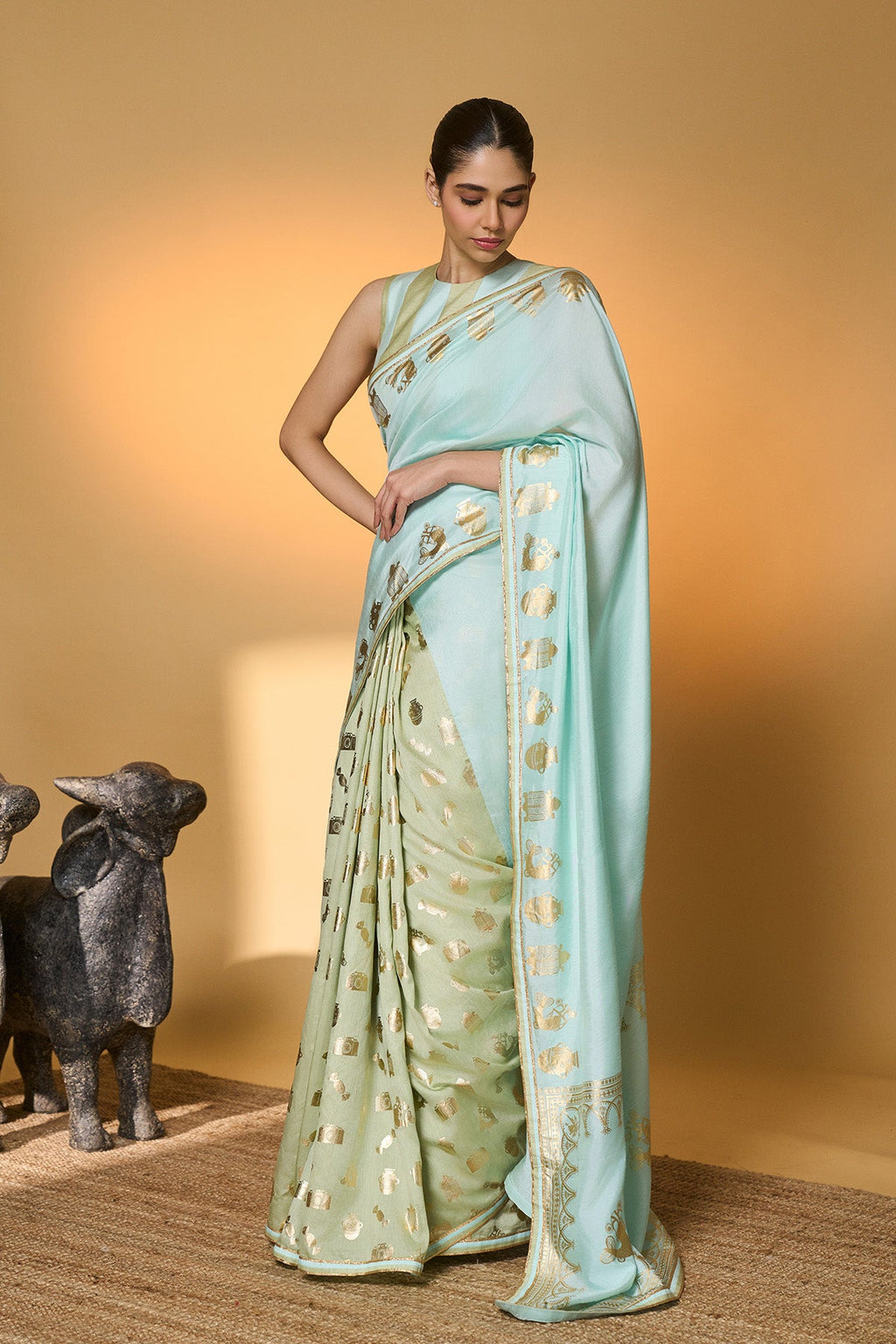 Mint And Blue All Charms Saree