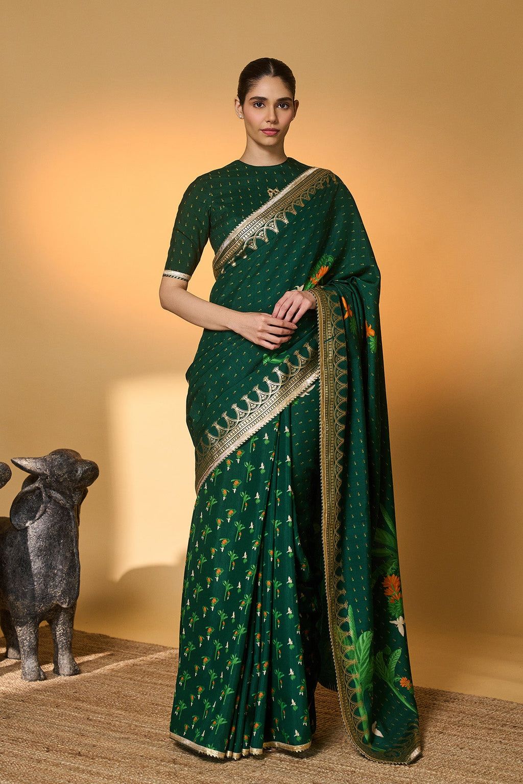 Green Tropical Amber Arches Saree