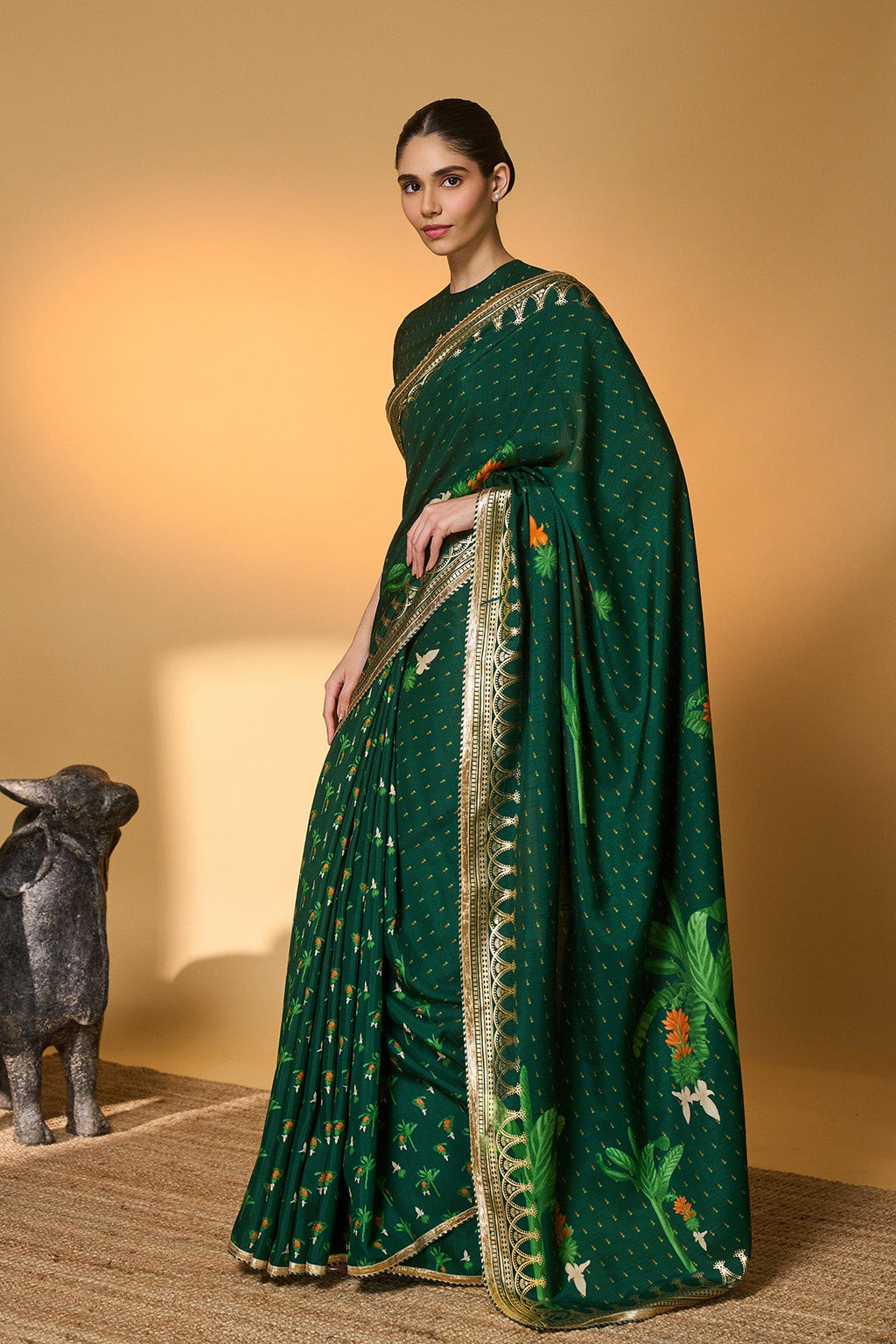 Green Tropical Amber Arches Saree