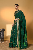 Green Tropical Amber Arches Saree