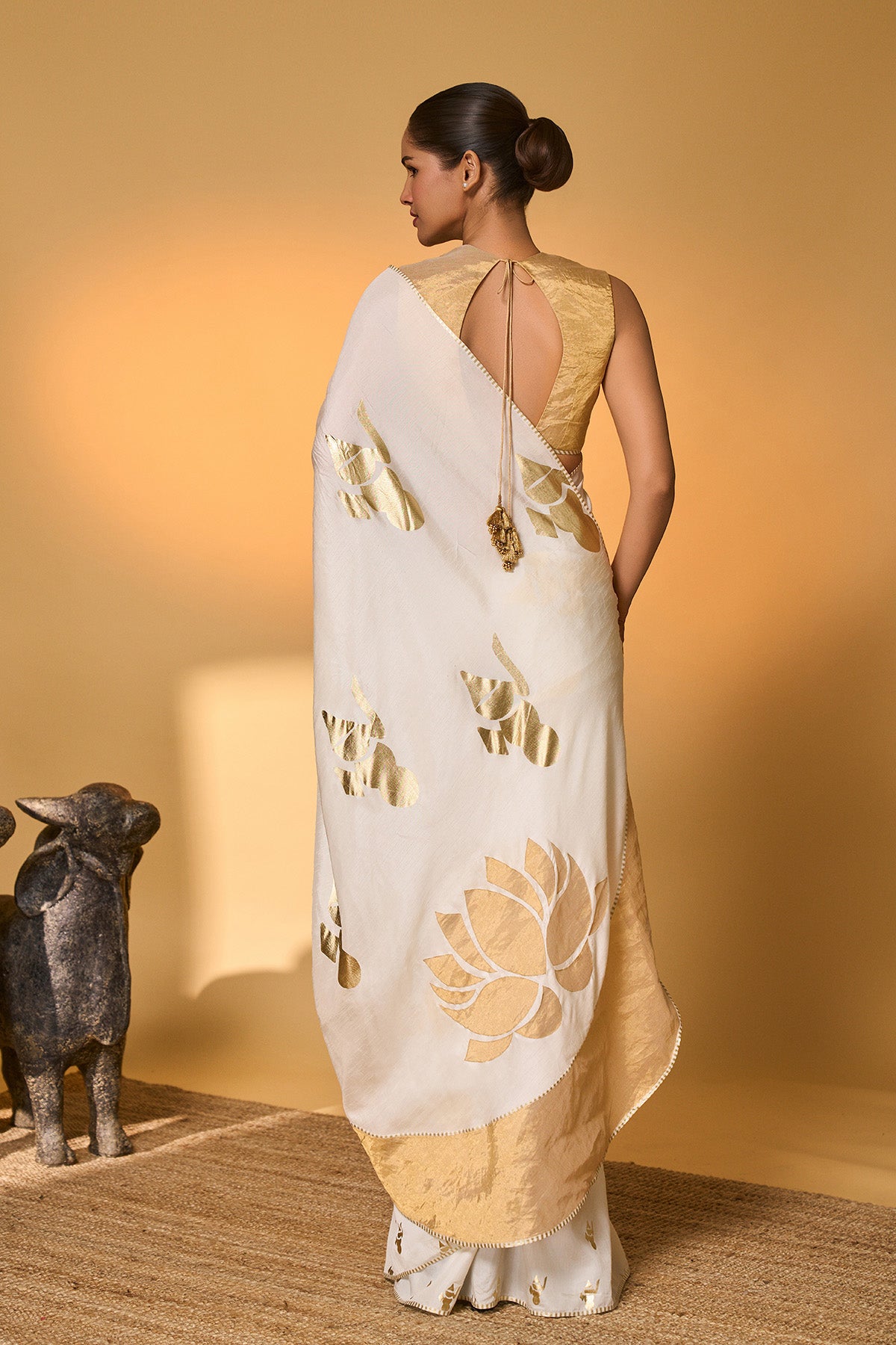 Ivory Ganesh Saree