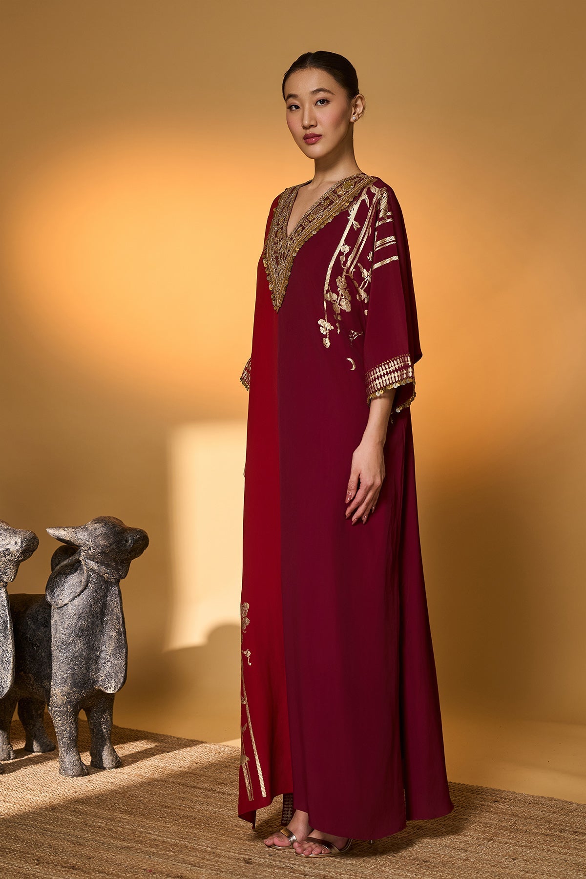 Red & Plum Moonlight Melody Kaftan