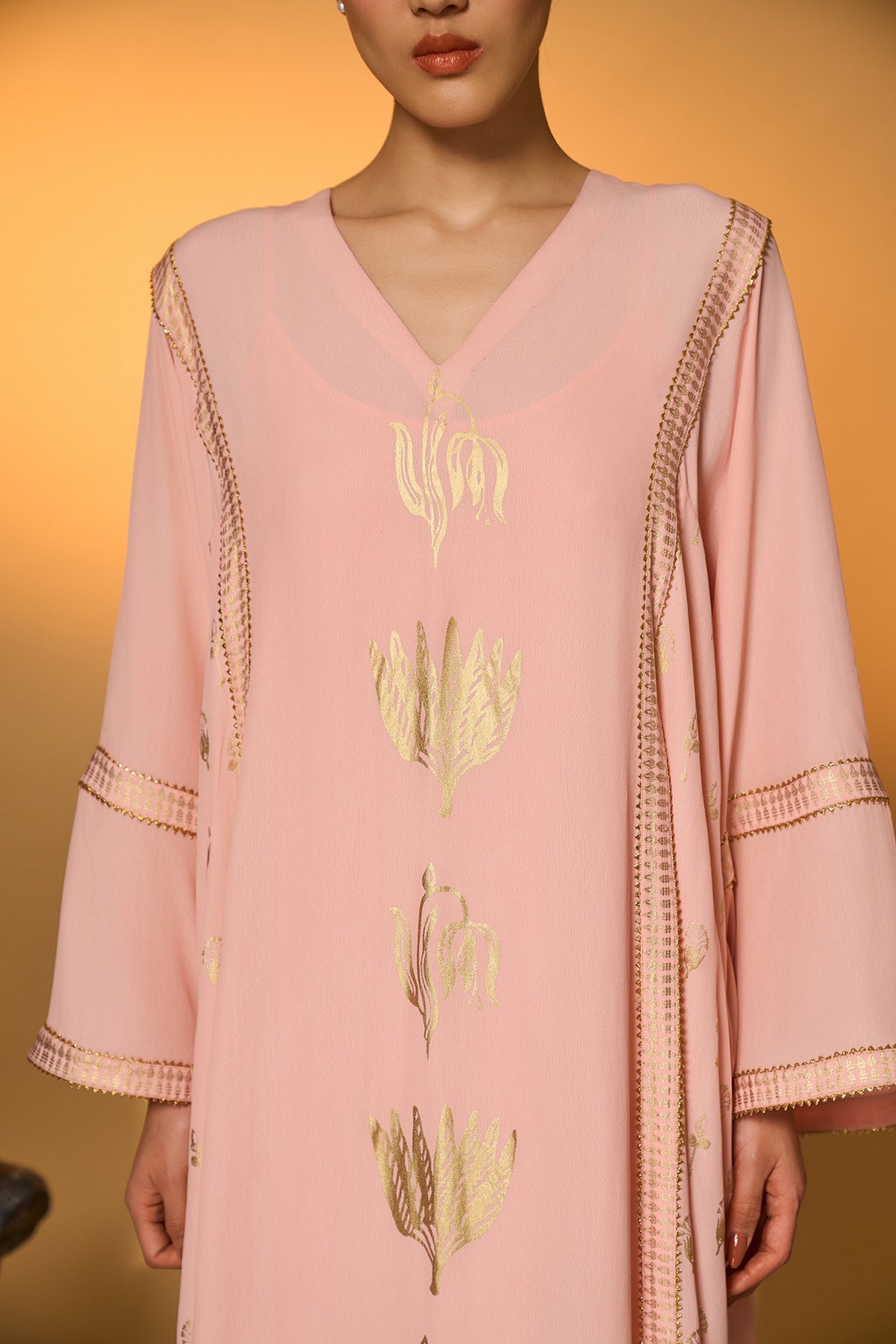 Baby Pink Tango Bloom High Low Kaftan