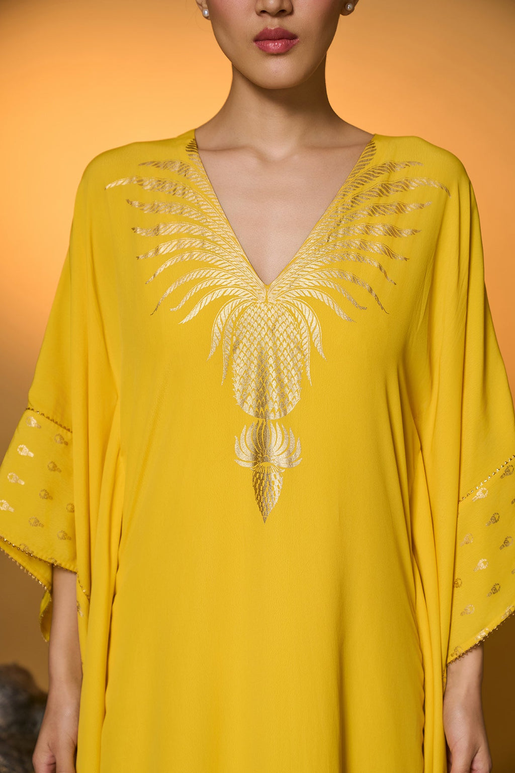 Yellow Tribal Mask Kaftan