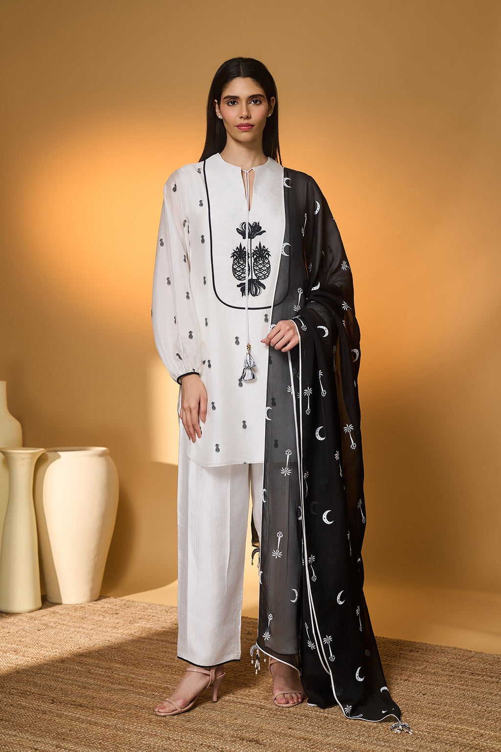 Ivory Pine-Code Kurta Set