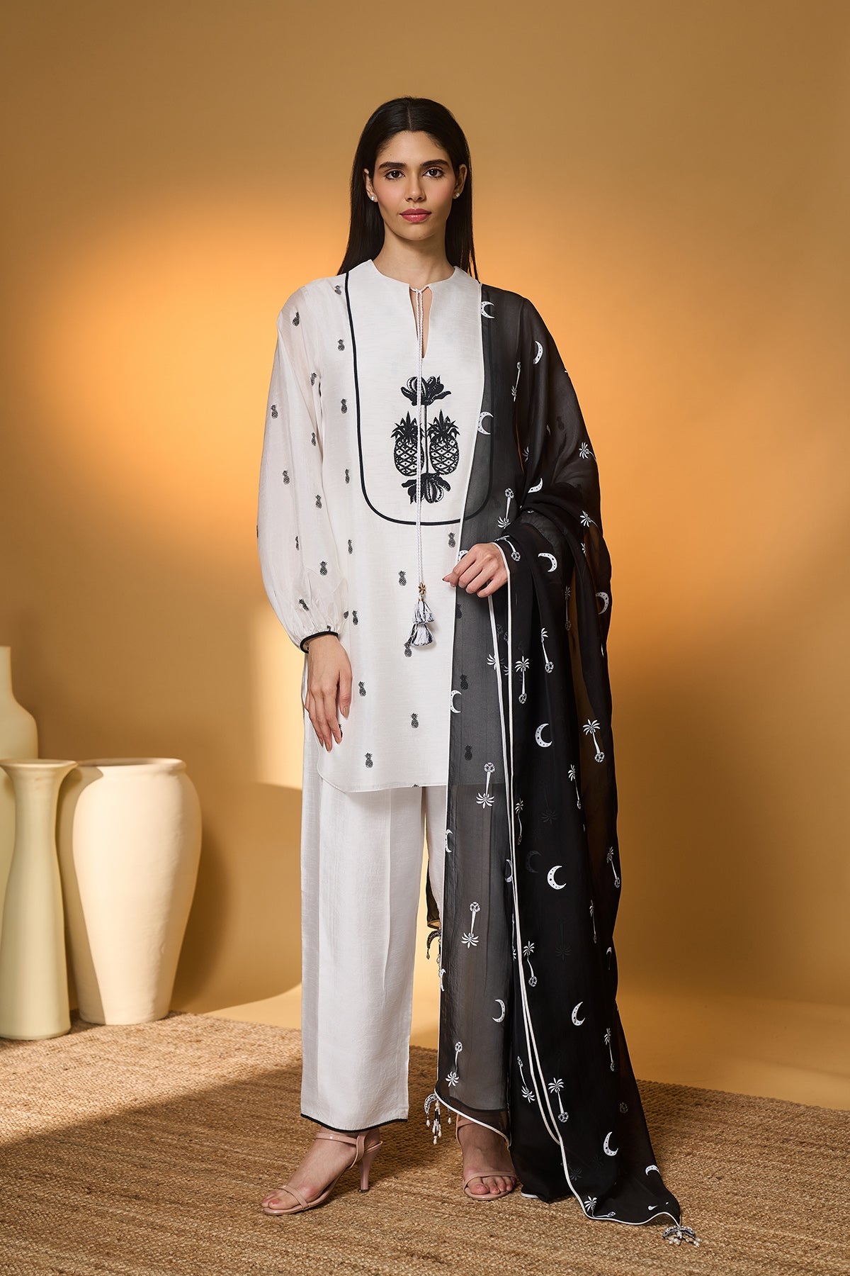 Ivory Pine-Code Kurta Set