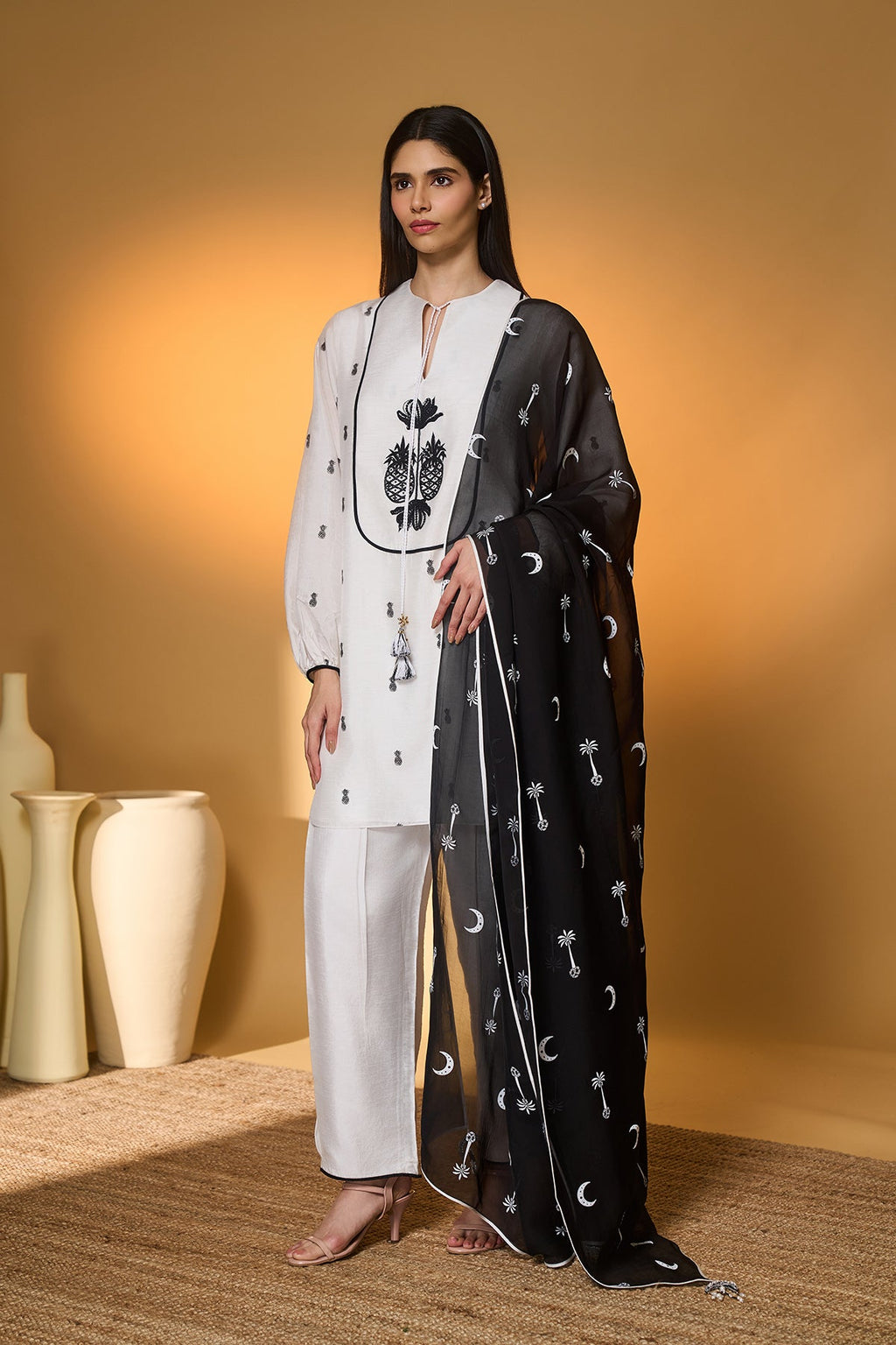 Ivory Pine-Code Kurta Set