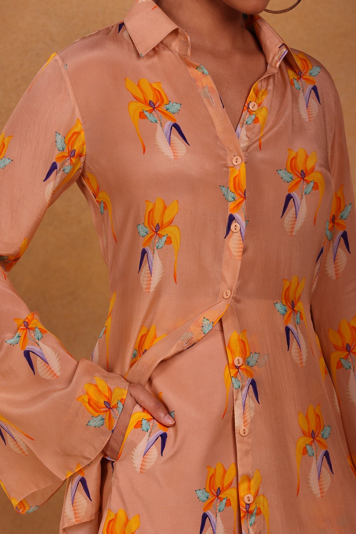 Oatmeal Florist Shirt with Shorts
