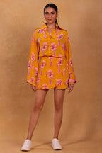 Yellow Cherry Blossom Skort Set