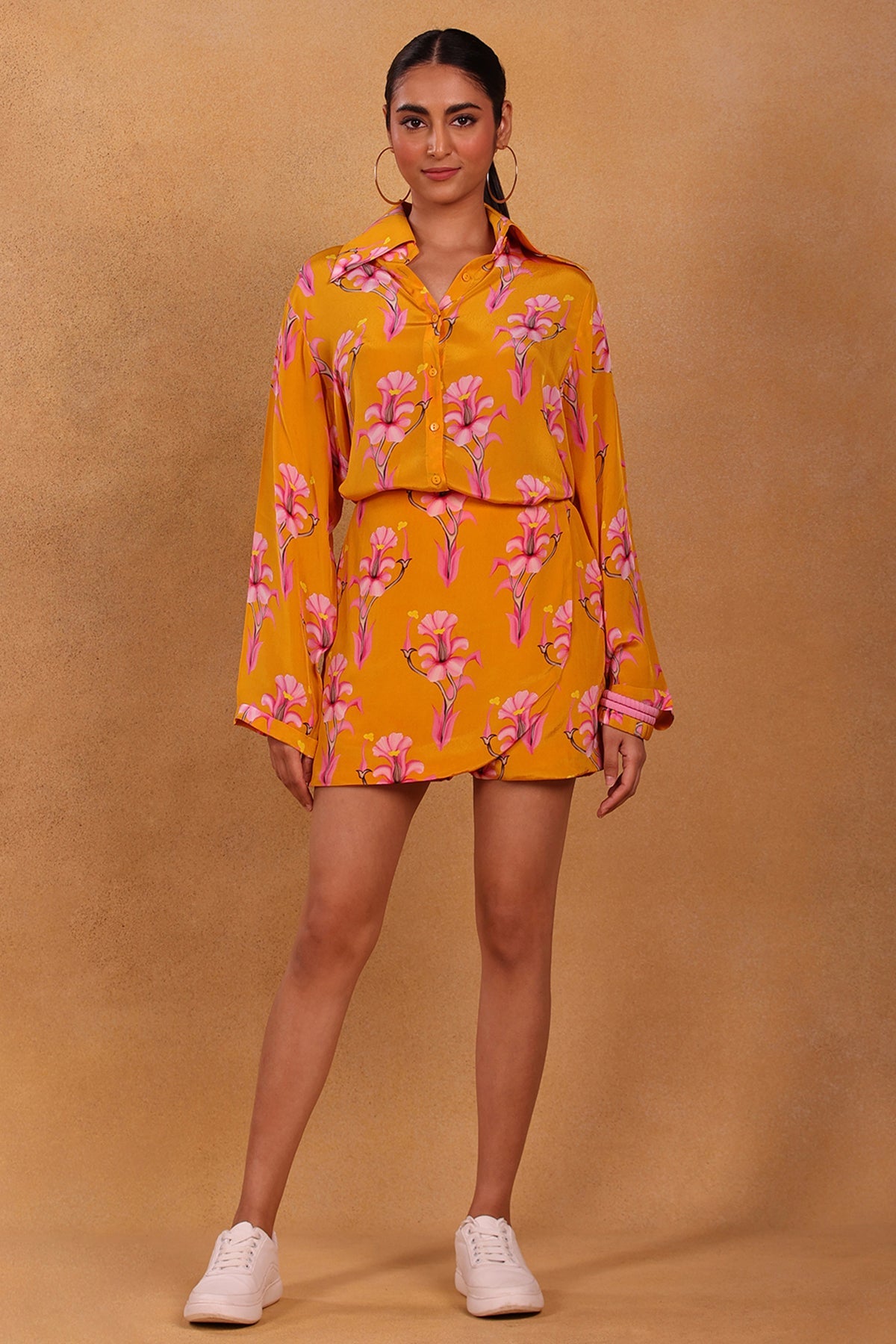 Yellow Cherry Blossom Skort Set