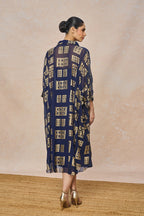 Blue Open Doors Foil Collar Kaftan