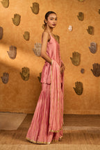 Champagne Pink Tribal Whisper Sharara Set