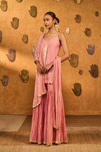 Champagne Pink Tribal Whisper Sharara Set