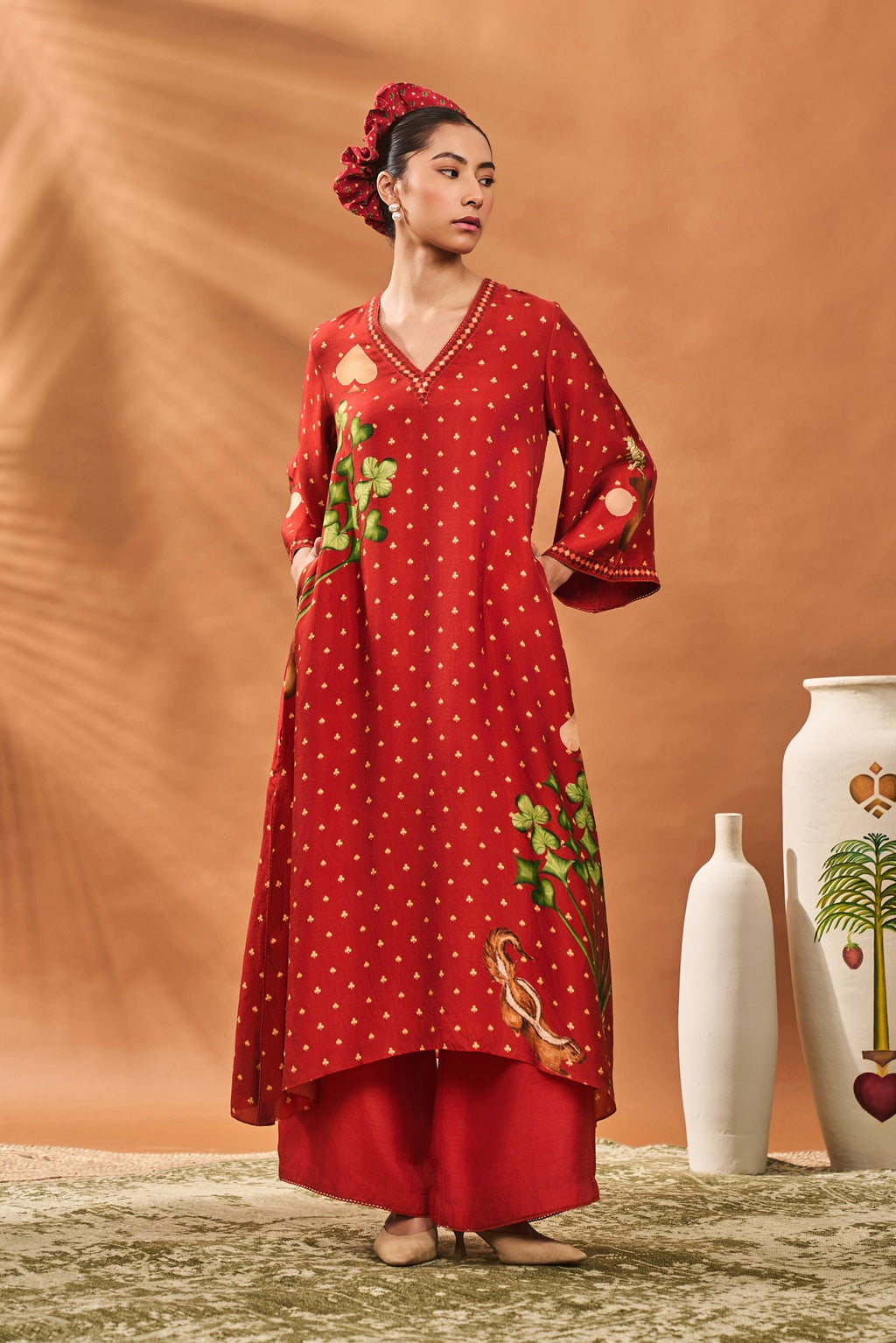 Rust Spade Blossom Kaftan