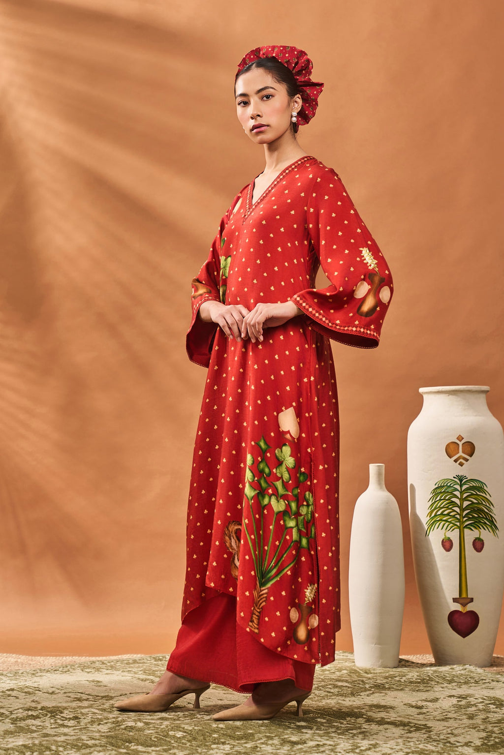 Rust Spade Blossom Kaftan