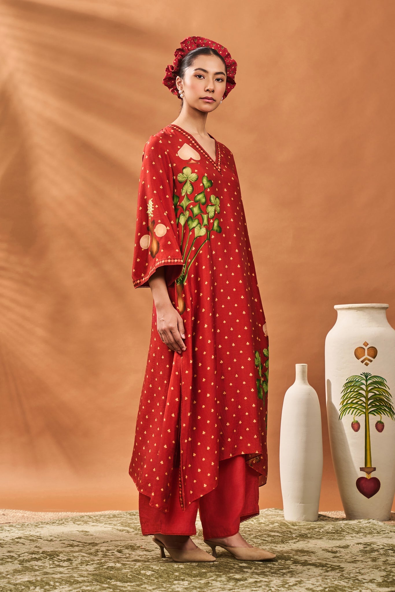 Rust Spade Blossom Kaftan