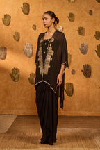 Black Heartbeat Draped Cape Set
