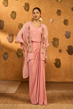 Champagne Pink Heartbeat Draped Cape Set