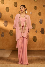 Champagne Pink Heartbeat Draped Cape Set
