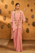 Champagne Pink Heartbeat Draped Cape Set