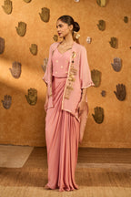Champagne Pink Heartbeat Draped Cape Set