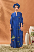 Navy Blooming Board Kaftan