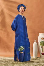 Navy Blooming Board Kaftan