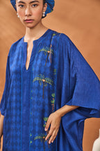 Navy Blooming Board Kaftan