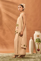 Beige Clover Checks Fusion Set
