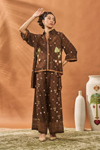 Brown Checkers Bloom Tunic Set