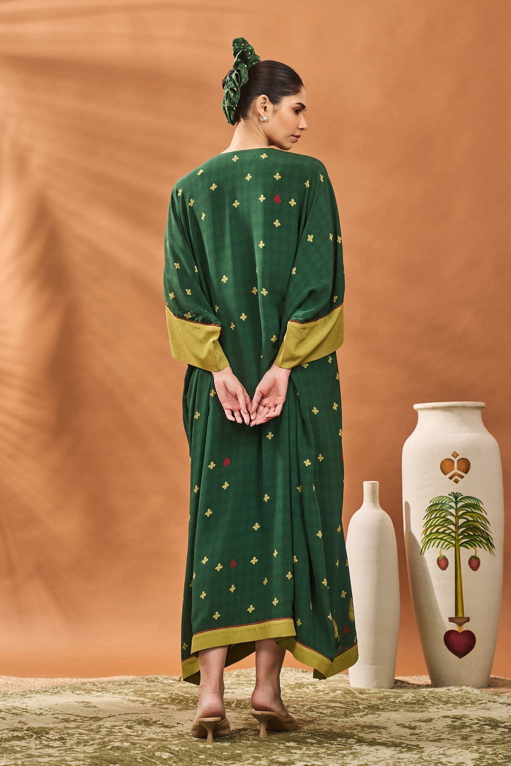 Green Clover Checks Kaftan