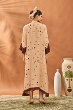 Beige Clover Checks Kaftan
