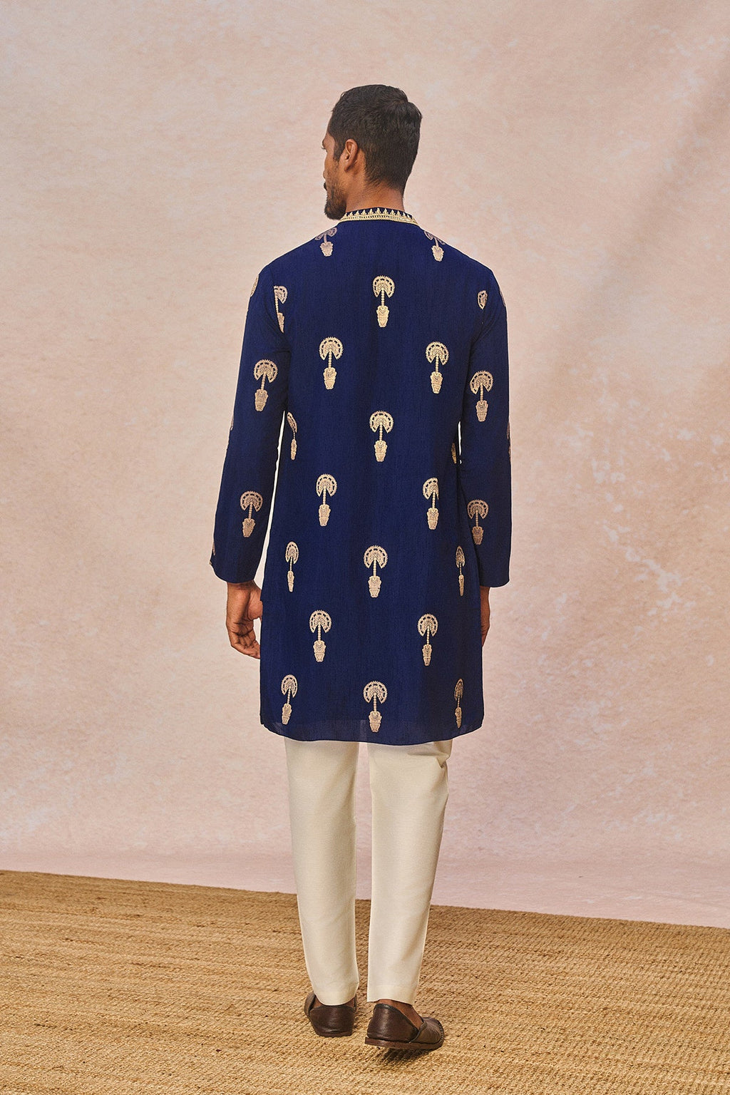 Navy Jacquard Kurta Set