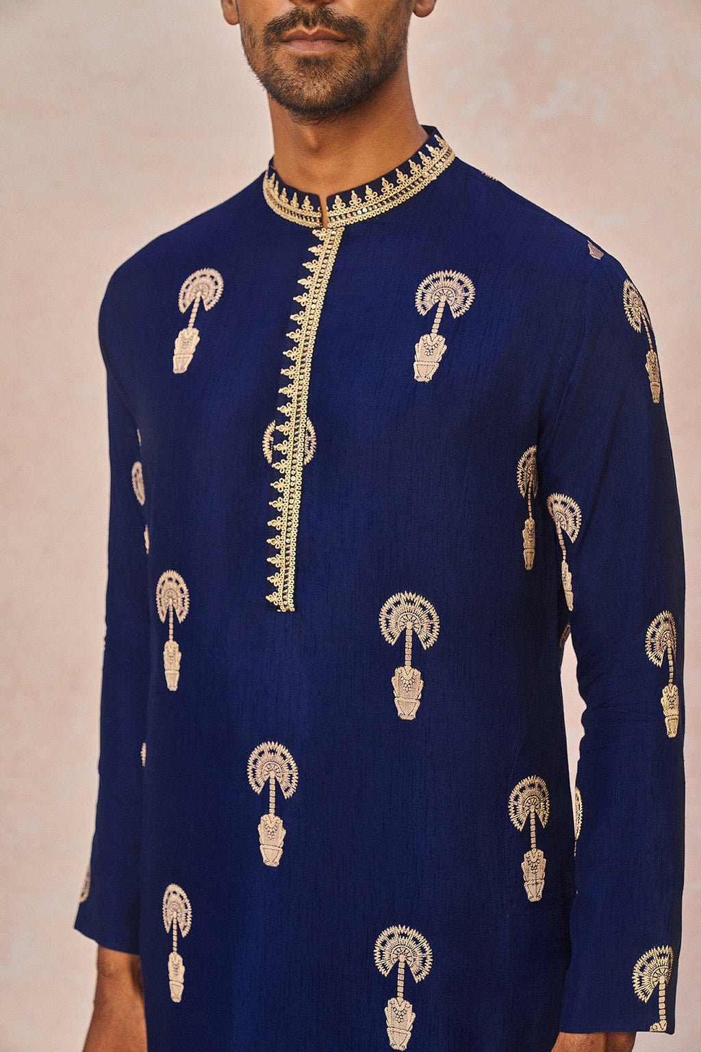 Navy Jacquard Kurta Set