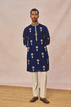 Navy Jacquard Kurta Set