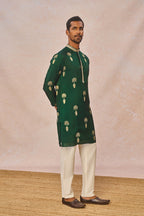 Green Jacquard Kurta Set