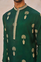 Green Jacquard Kurta Set