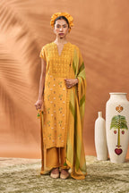 Yellow Spades Blossom Kurta Set