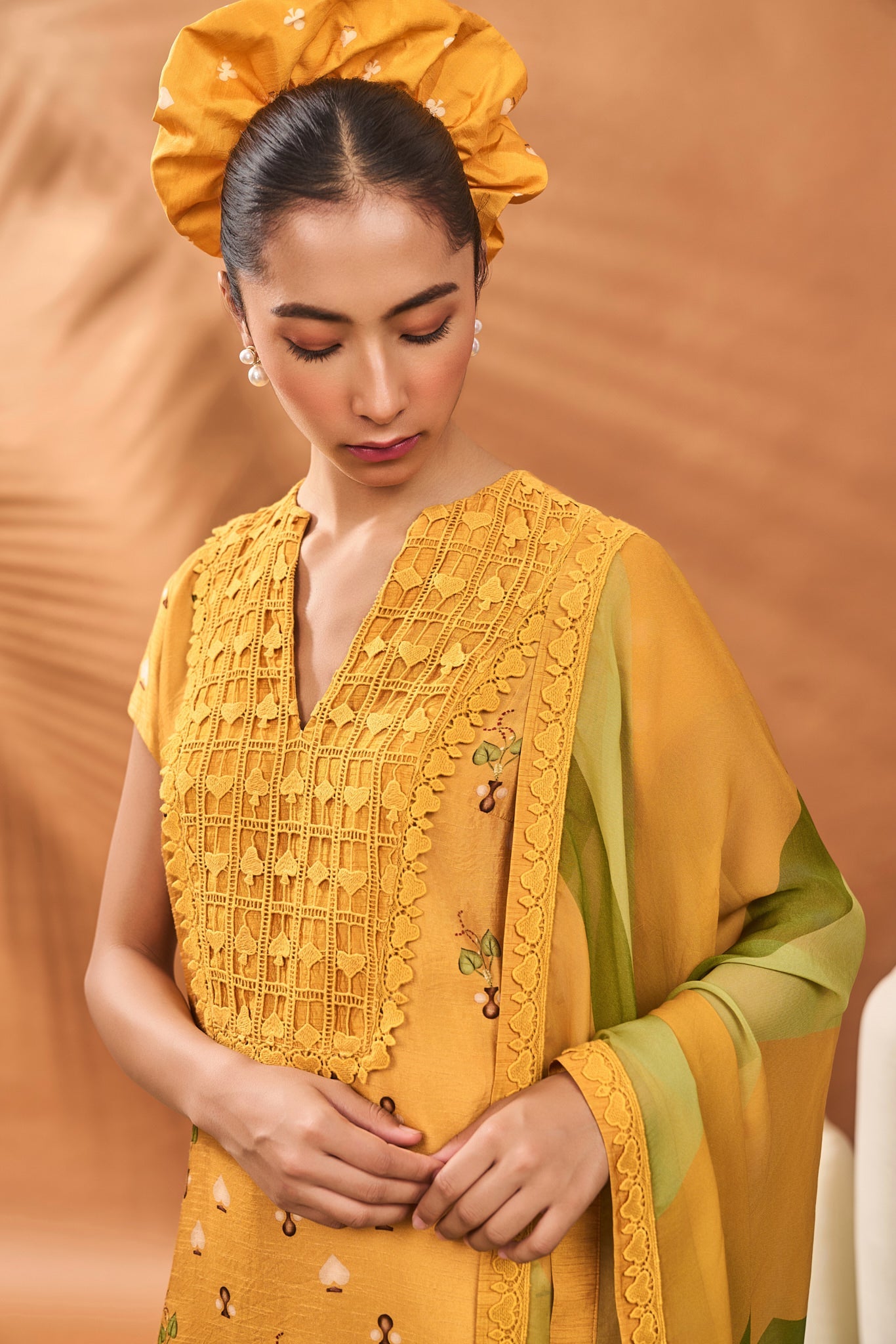 Yellow Spades Blossom Kurta Set