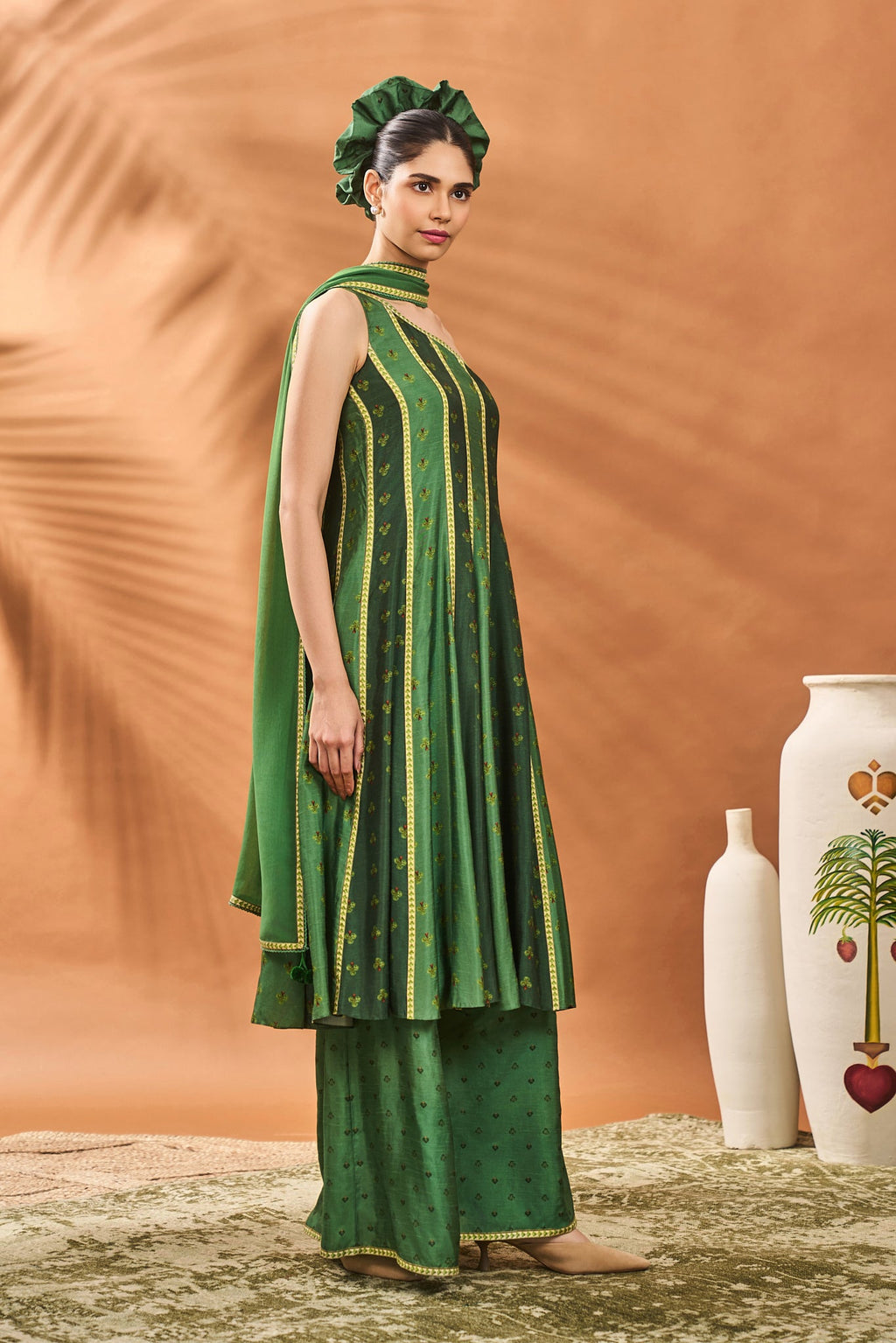 Green Petal Play Anarkali Set