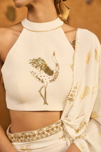 Ivory Soft Lantern Stitched Saree