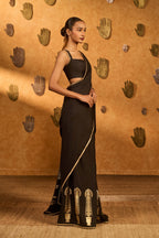 Black Stillwater Bloom Saree