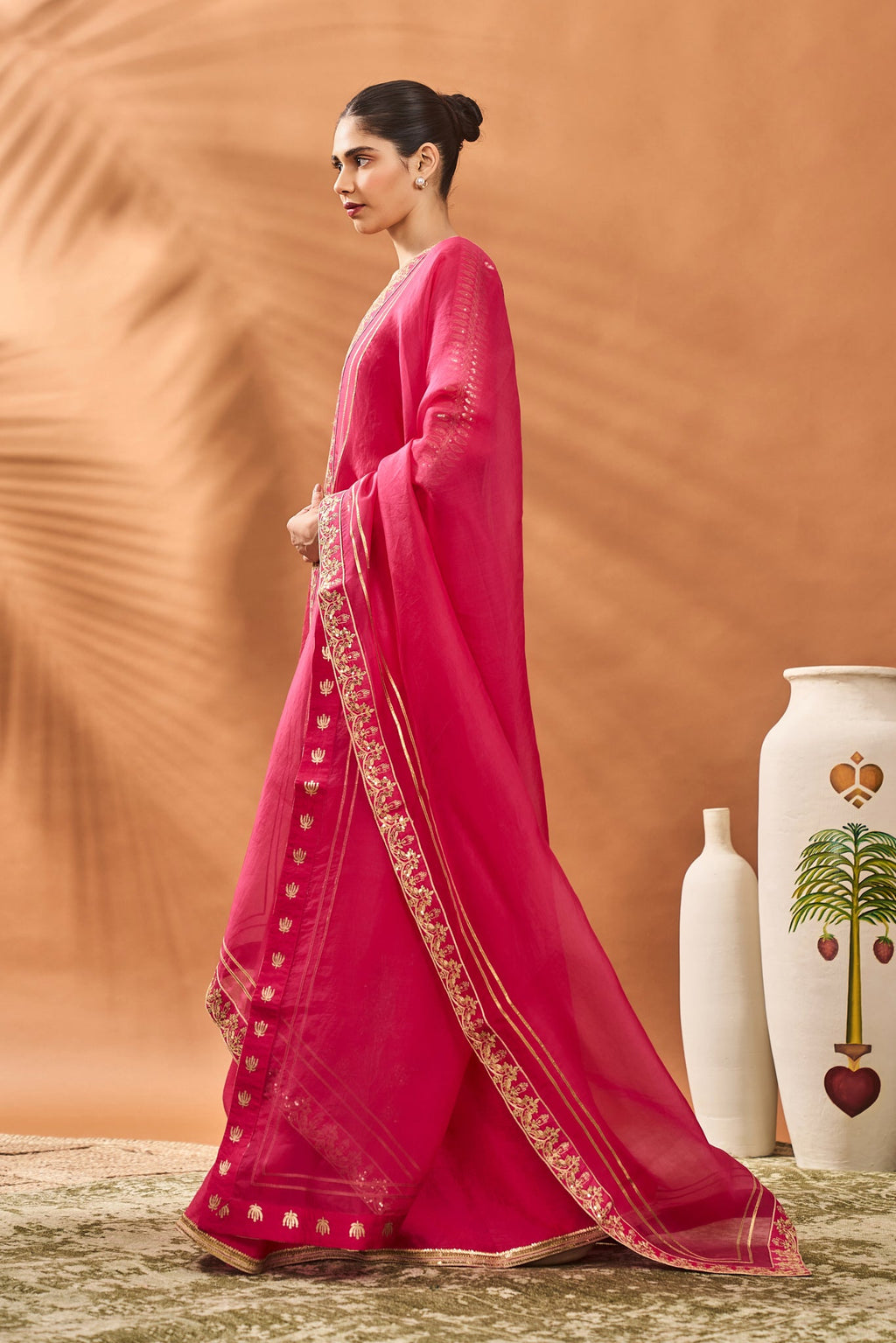 Pink Trikone Sharara Set