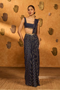Navy Blue Snow Light Stitched Saree