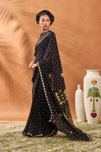 Black Striped All Fours Saree